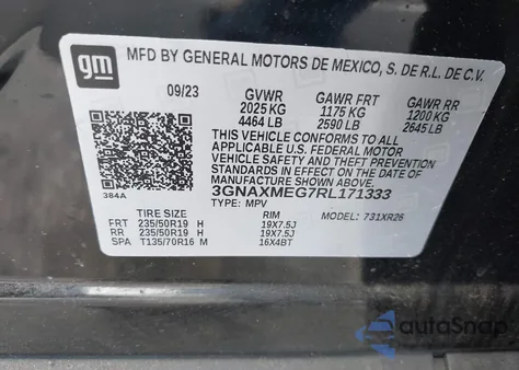 2024 Chevrolet Equinox Fwd Rs from USA, damaged, VIN 3GNAXMEG7RL171333